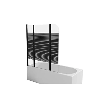 Abbildung von Marwell Badewannenfaltwand BLACK LINES, Einscheibensicherheitsglas, (3 tlg), mit Sichtschutz, Breite: 125 cm