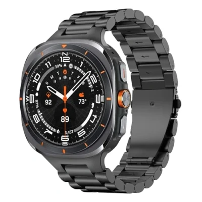 Abbildung von MoKo Metall Armband Kompatibel mit Samsung Galaxy Watch Ultra 47mm (2024) für Damen Herren, Edelstahl Ersatzarmband Band 7 Armband, Schwarz