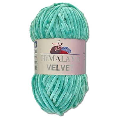 Abbildung von Wohnkult Himalaya 100 g Velvet Dolphin Wolle 40 Farben zur Auswahl Chenille Strickgarn Flauschgarn Glanz Accessoire Kleidung Decken (90035 Türkis)