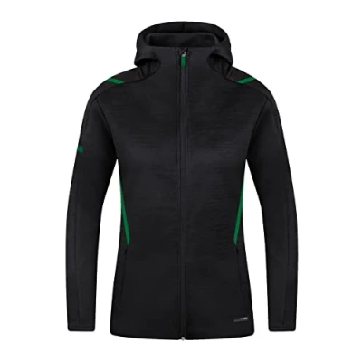 Abbildung von JAKO Damen Freizeitjacke Challenge mit Kapuze, Schwarz Meliert/Sportgrün, 44