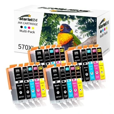 Abbildung von Starlet24 Kompatibel Druckerpatronen für Canon PGI 570 CLI 571 XL, Tintenpatrone Pixma MG5700 MG5750 MG5751 MG6800 MG6850 MG7750 TS5000 TS5050(4 PGBK 4 Schwarz Cyan Magenta Gelb)