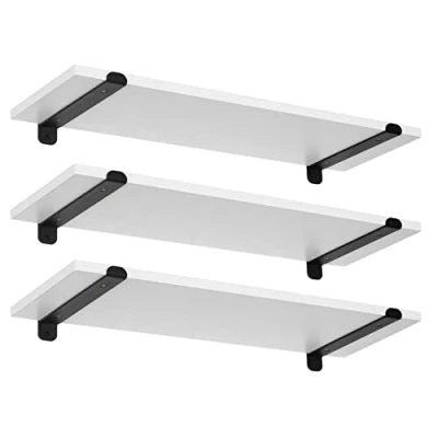 Abbildung von EUGAD Wandregal 3er Set, Hängeregal Weiß, Schweberegal 60x7x20 cm, Wandboard mit Belastbarkeit 15 kg/Ebene, Regalbrett an Wand, schwebendes Regal für Wohnzimmer Küche Badezimmer, 0296QJ