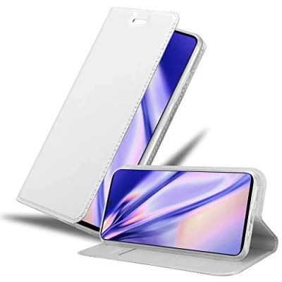 Abbildung von Cadorabo Hülle kompatibel mit Samsung Galaxy A71 4G aus Premium Kunst Leder Flip Klappbare Stoßfeste Magnetische [Standfunktion] [Kartenfächern] Cover für Tasche in Silber