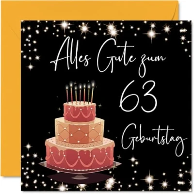 Abbildung von 63. Geburtstagskarte für Frauen Elegant Stilvoll Alles Gute zum Geburtstagskarten 63 Jährige Frau Mama Oma Tante, 145mm Dreiundsechzig Geburtstag Grußkarten