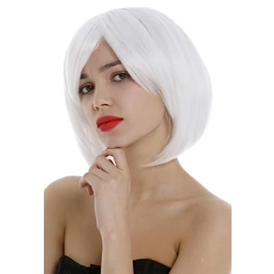 Abbildung von WIG ME UP 1215 1001 Perücke Damen Bob Longbob kurz fransig gescheitelt Weiß