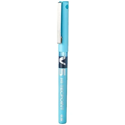 Abbildung von Pilot V5 Tintenroller mit Flüssigtinte, 0,5 mm Spitze (Einzelstift) Schwarz Einzelbett hellblau