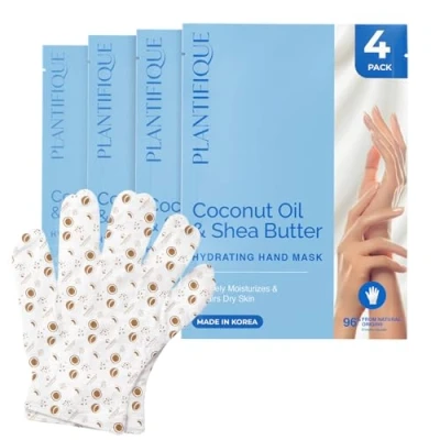 Abbildung von Plantifique Koreanische Handmaske für sehr trockene Hände mit Hyaluronsäure, Sheabutter &amp; Aloe Vera 4 Paar Feuchtigkeitsspendende Handschuhe Intensive Handpflege Hand Mask