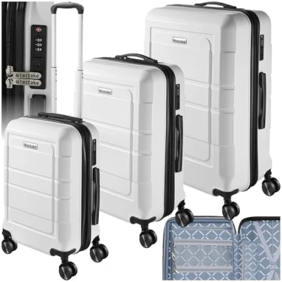 Abbildung von tectake Trolley Reisekofferset, 4 Rollen, 3 teilig aus robustem ABS Kunststoff