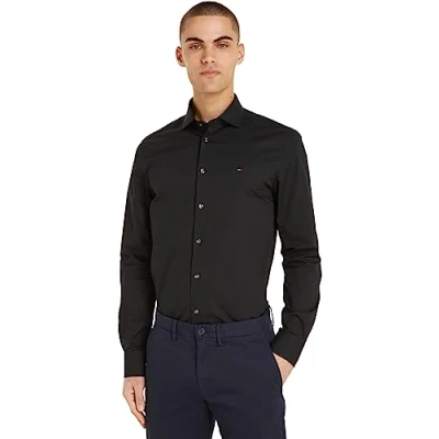 Abbildung von Tommy Hilfiger CORE FLEX Poplin Businesshemd, Herren, Größe: 43, Black