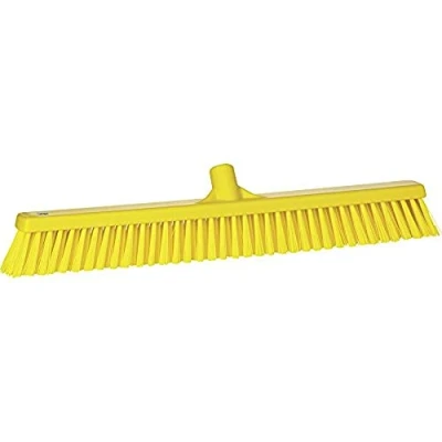 Abbildung von Vikan 31946 Sweeping Brush/Broom Head, 610mm Soft/Stiff Bristles Polypropylene Block, Polyester Bristle, Yellow