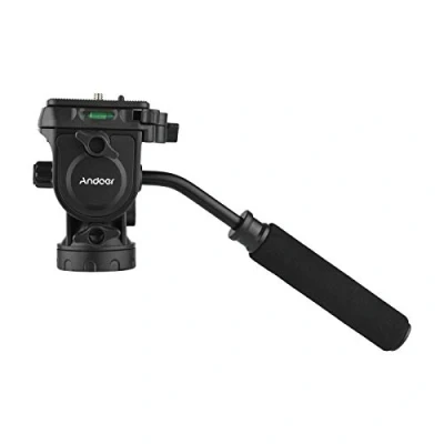 Abbildung von Andoer Fluid Ball Head Panoramic 360 Rotation Max Load 5kg/11lbs with Handle for 1/10.2 cm Screw Camera Camcorder and 3/20.3 Monopod Tripod