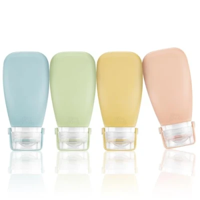 Abbildung von 4 Stück Silikon Reiseflaschen Set, 90ml zum Befüllen mit Etiketten, Portable Reisebehälter Kosmetik, Auslaufsicher Nachfüllbare Leer, Travel Bottles für Shampoo Creme Spülung