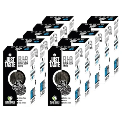 Abbildung von JUST TASTE Bio Black Bean Spaghetti/Capellini 41g Protein Nudeln ideal für Sportler Low Carb High Protein, 250g (10er Pack)