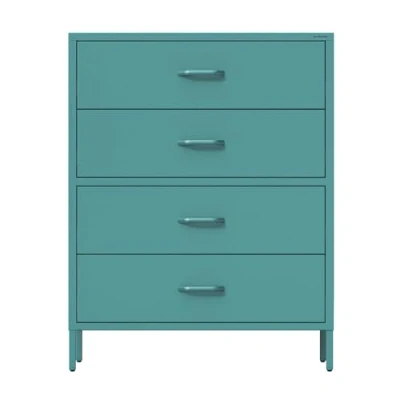 Abbildung von Jan Nowak Metall Kommode mit Schubladen Carla Komodenschrank für Schlafzimmer, Wohnzimmer, Kinderzimmer, Flur Industrial Loft Style Schubladenkommode Glitzernd 80 x 101,5 40 cm Marine
