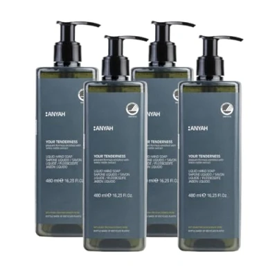 Abbildung von Anyah Flüssigseife 4x480ml Nachfüllbare Sanfte Tägliche mit Weißer Taubnessel Extrakt Handseife Dermatologisch Getestet