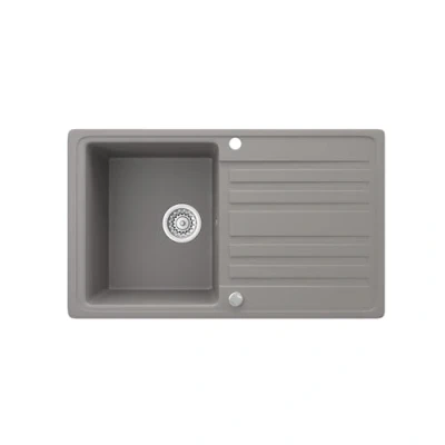 Abbildung von Bergstroem Granitspüle, Beton, 76 x 46 cm mit Trockenplatz, Rectangular, 76.5/46 cm, beidseitig montierbar