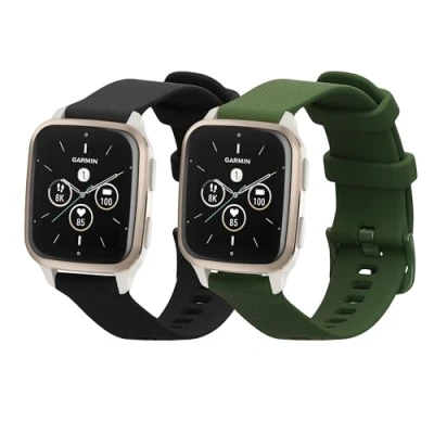 Abbildung von kwmobile 2X Sportarmband kompatibel mit Garmin Venu Sq 2 Music/Sq Armband Fitnesstracker Band Set aus TPU Silikon