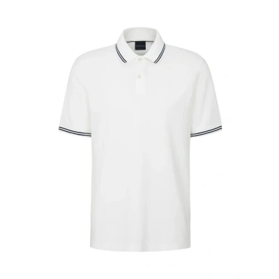 Abbildung von bugatti MIT Kontraststreifen UND Bruststickerei Poloshirt, Herren, Größe: Large, Weiß