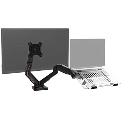 Abbildung von Duronic DMDCL1X1 Laptop und Monitorhalterung Ideal für Home Office Monitor bis 27 Zoll Display Notebook 6,5 kg Höhenverstellbar mit Gasdruckfeder Pivot 360 Bildschirm neigbar