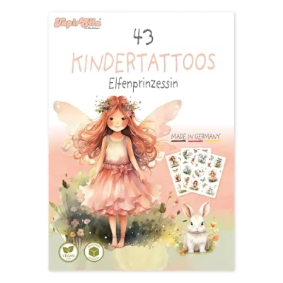 Abbildung von Tapirella 43 hautfreundliche Kinder Tattoos, Elfen Prinzessin, Kindertattoos MADE IN GERMANY, Tattoo Kinder, Tattoos für vom Lutz Mauder Verlag, Vegan und plasikfrei verpackt