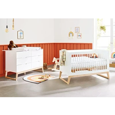 Abbildung von Babyzimmer Möbel Spar Set &#039;Bridge&#039; extrabreit, mit Wickelkommode und Kinderbett