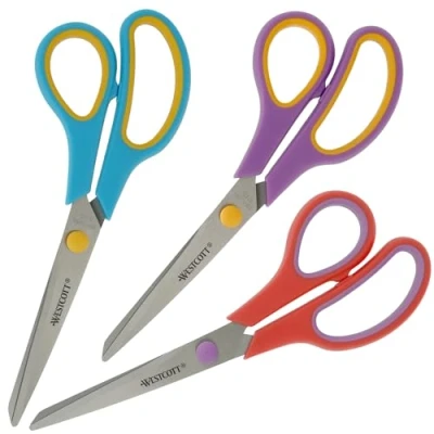 Abbildung von WESTCOTT Scheren Set Easy Grip 3 Stück, Universalscheren 20,1cm mit Komfort Griff, (Vorteilspack, tlg), Extrascharfe &amp; langlebige Edelstahlklinge