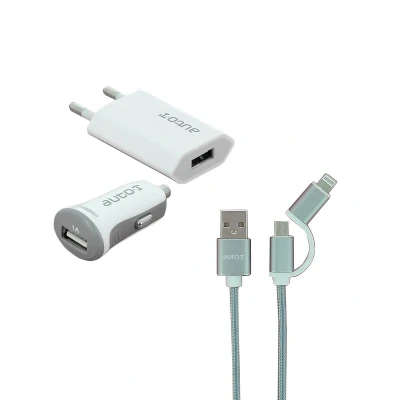 Abbildung von AUTO T 540205 KFZ Ladekabel für Handys 1 2x USB micro USB, Lightning