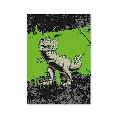 Abbildung von itenga Gummizugmappe mit Motiv DIN A4 Sammelmappe Eckspanner für Kinder Jugendliche Schüler Mädchen Jungen (TREX A4)