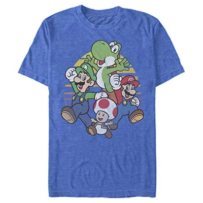 Abbildung von Nintendo Herren Mario and Friends Circle Retro T Shirt, Royal Blue Heather, L