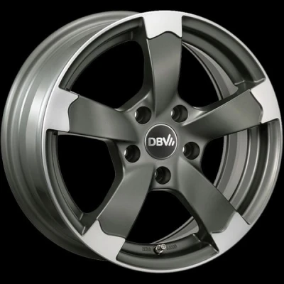 Abbildung von DBV 5 loch 15Zoll 100mm Alufelge Torino II anthrazit Front poliert 33745 Felge
