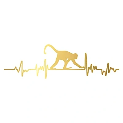 Abbildung von Aufkleber Herzschlag Tiere Breite 27cm Lifeline Heartbeat Deko Sticker Selbstklebend für Auto Kühlschrank Laptop Autoaufkleber K150 (Gold, 01 Affe)