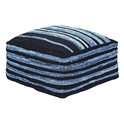 Abbildung von Homescapes Sitzpouf Texas 60x30 cm, Denim Hocker, Jeans Pouf blau gestreift, Sitzquader Bodenkissen quadratisch