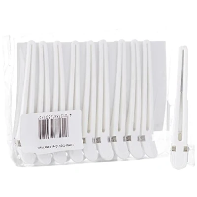 Abbildung von Fripac Medis Haarclips Combi Clips (Abteilklammern), Haarklammern zum Festklemmen und Abteilen einzelner Haarpartien, 10 Stück à 9,5 cm, weiß