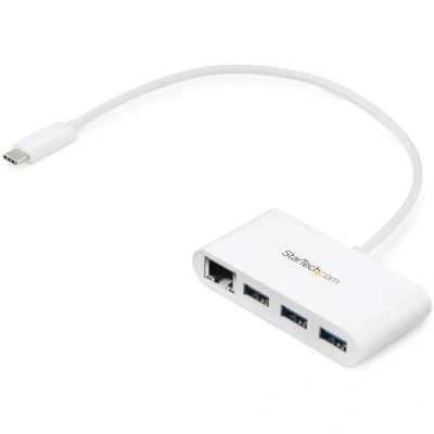 Abbildung von StarTech.com 3 Port USB 3.0 Hub plus Gigabit Ethernet C Weiß with GbE Typ