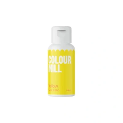 Abbildung von Colour Mill Oil Blend Yellow Lebensmittelfarbe auf Ölbasis Lebensmittelfarben für Schokolade, Fondant, Cupcakes, Kuchen, Backen, Macaron Food Coloring Tortendeko 20ml
