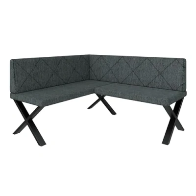 Abbildung von FURNISTAR Eckbank Akiko Metal X Eckbankgruppe für Ihrem Esszimmer, Küche modern, Sitzecke, Essecke. Perfekt Küche, Büro und Rezeption. Solide Starke Verarbeitung. (142x168 Links Inari96)