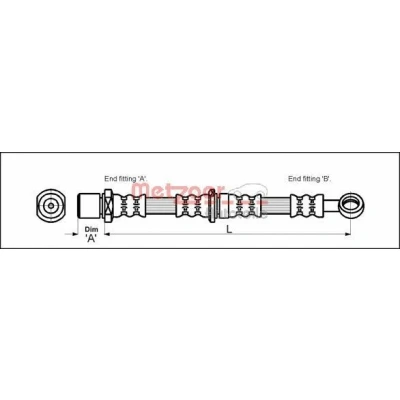 Abbildung von METZGER 4110203 Bremsschläuche 504 M10 x 1 SUBARU: Impreza II Limousine, Kombi, I Kombi