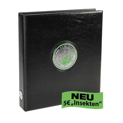Abbildung von Safe, Premium, Album (4 Ringe) für 5 Euro Münzen, Wunderwelt Insekten inkl. 3 Blätter Schwarz Abm: 235x265x45 mm. pro Stk.