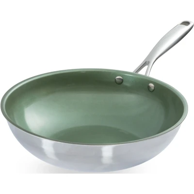 Abbildung von JUST VEGAN Wok &quot;CeraVegan&quot;, Edelstahl 18/8, (1 tlg.), Pflanzliche Keramikbeschichtung, Induktion, Ø 28 cm