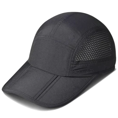 Abbildung von Folding Running Man Hat,Visors Sport Cap Summer Mesh Quick Drying Hat Women Baseball Hiking Breathable Waterproof Trucker with 3.54in Brim 19 24in Adjustable Unisex 63g Black QU19