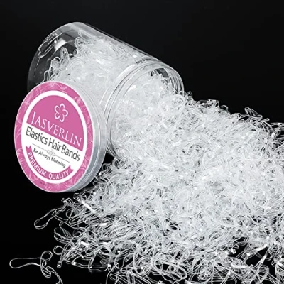 Abbildung von JASVERLIN Klare Elastische Haarbänder, Kleine Haarbänder Winzige Gummibänder Baby Pferdeschwanz Halter für Kleinkind Mädchen 1000 Stück