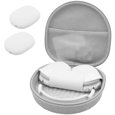 Abbildung von ProCase Kopfhörer Tasche Headphone Case für AirPods Max 2020 mit 2 Intelligenten Silikonabdeckungen, Reisetasche Tragetasche Headset Hülle Etui Grau