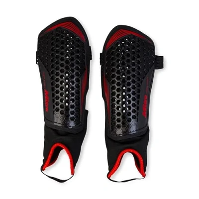 Abbildung von Mitre Aircell, extrem atmungsaktiv, Leichter und zuverlässiger Schienbeinschoner mit Knöchelschutz Fußball für Unisex Erwachsene, Schwarz/Rot, XL