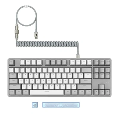Abbildung von MAMBASNAKE AK873 Mechanische Tastatur zum Selbermachen, Spiralkabel, 22 Tasten RGB Hintergrundbeleuchtung, schwimmende Tastenabdeckung, 87% mit Abnehmbarer Magnetabdeckung, für Gamer…