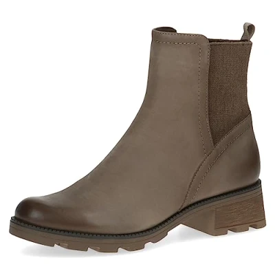 Abbildung von CAPRICE Damen Stiefeletten mit Absatz Airmotion aus Leder Blockabsatz Weite G, Braun (Mud Nubuc), 39 EU