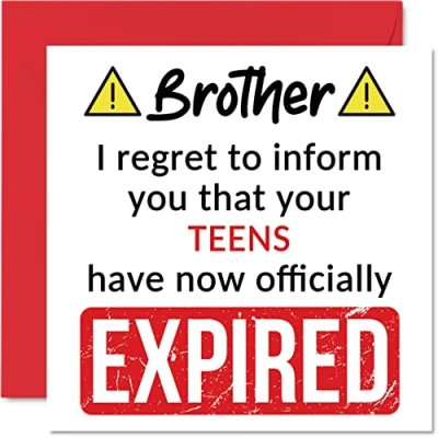 Abbildung von Lustige Geburtstagskarte zum 20. Geburtstag für Bruder Your Teens Have Expired Karte von Schwester Stiefbruder Geschwister, 145 mm x Joke Humor Grußkarten Geschenk