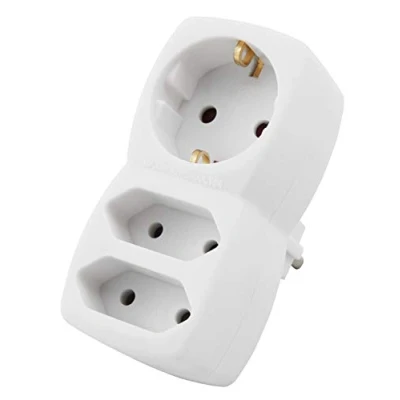 Abbildung von MC POWER Adapterstecker 1x Schutzkontakt / 2x Euro, weiß