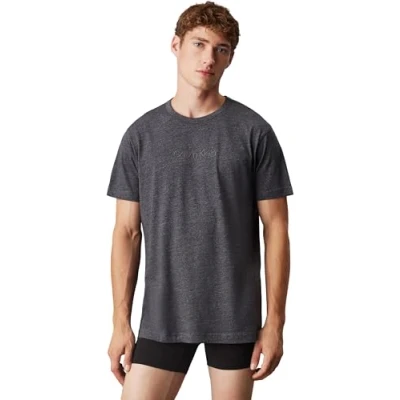 Abbildung von Calvin Klein Lounge Nachtwäsche Shirt, Herren, Größe: Medium, Dark grey heather