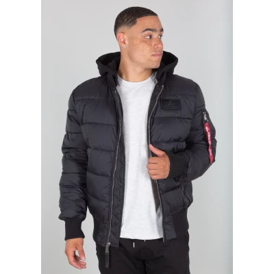 Abbildung von Alpha Industries BACK Print Puffer Winterjacke, Herren, Größe: Small, Black