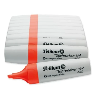 Abbildung von Pelikan Textmarker 490 eco, Neon Rot, 10 Stück in Faltschachtel